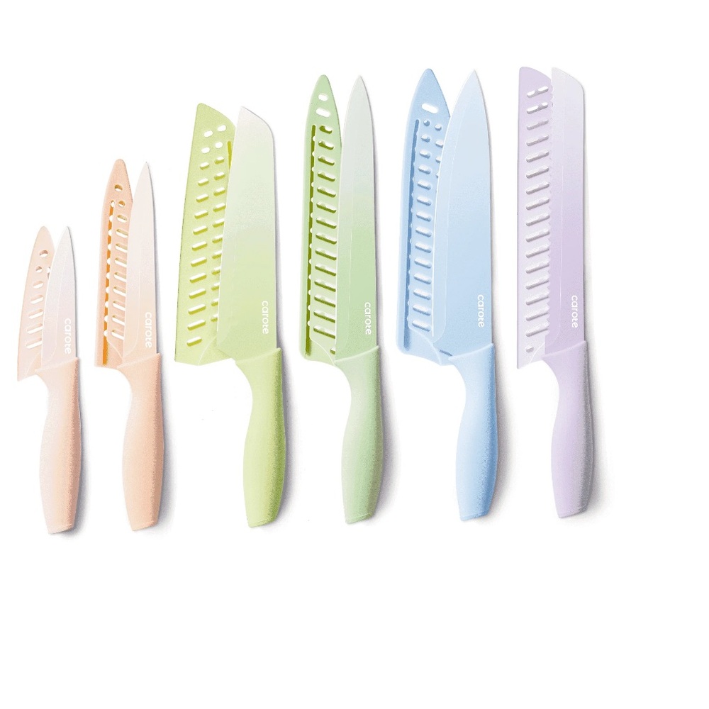 Carote 12 Pcs Kitchen Knife Set, Ceramic Coating, Dishwasher Safe, NIB